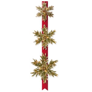 National Tree Company Pre-Lit Artificial Christmas Hanging Snowflakes Door Decoration, Green, Glittery Bristle Pine, White Lights,77 Inches - 1 of 3