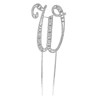 O'Creme Silver Rhinestone 'Letter W' Cake Topper