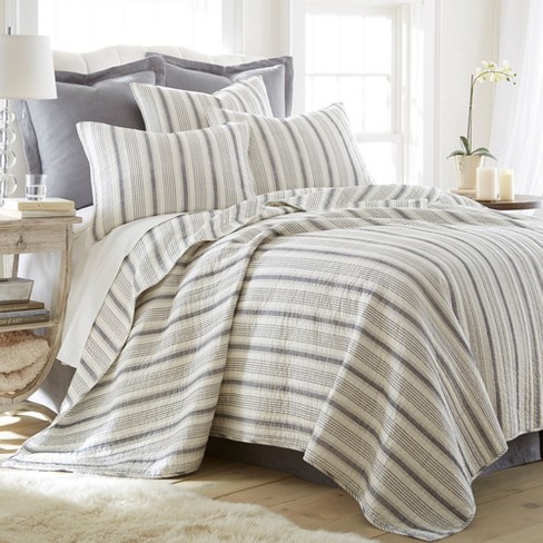 Lux Decor Collection Queen Cotton Bed Pillows Set Of 2 (grey Stripes,  White) : Target