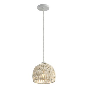 JONATHAN Y Campana Bohemian Modern Woven Rope/Iron LED Pendant - 1 of 4