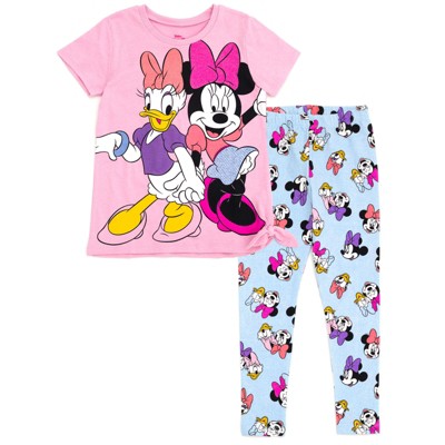 Disney Daisy Duck Minnie Mouse Little Girls T-shirt And Leggings Outfit Set  Pink / Blue 7-8 : Target