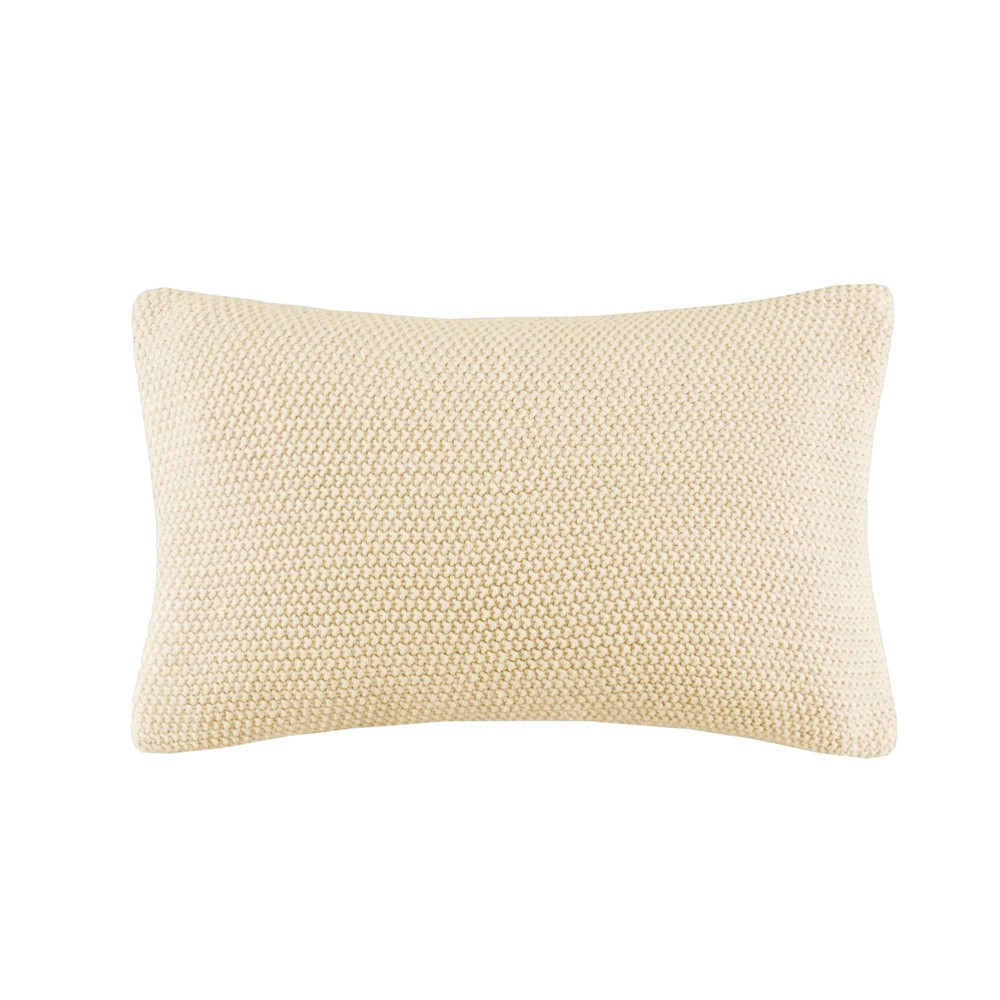 Photos - Pillowcase 12"x20" Oversize Bree Knit Lumbar Throw Pillow Cover Ivory - Ink+Ivy