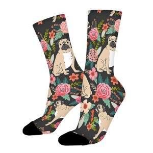 Dogs With Rose Women Printed Crew Socks Funny Funky Socks Soft Polyester Novelty Gifts for Artists Men - 1 of 1