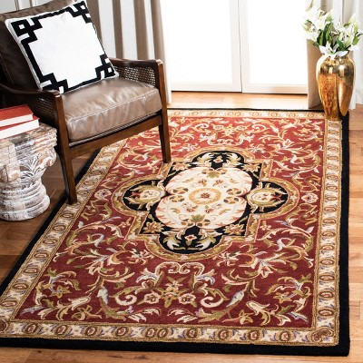 Hand-Tufted Elegance Red & Black Wool 4' x 6' Area Rug