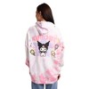 Kuromi Ice Cream Treats Women's Pink Tie-Dye Long Sleeve Fleece Hooded Sweatshirt - 2 of 4