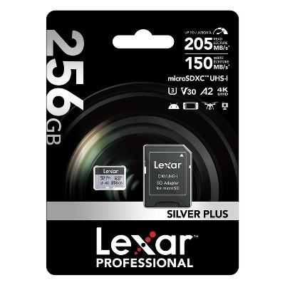 Lexar® Professional SILVER PLUS Series microSDXC™ UHS-I Card with SD™ Adapter