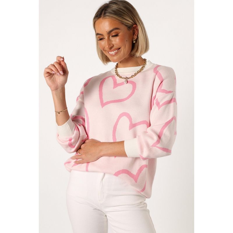 Petal and Pup Womens Gracelynn Heart Knit Sweater, 2 of 7