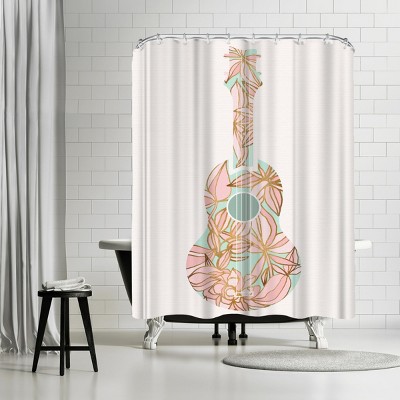 Americanflat Golden Ukulele by Modern Tropical 71" x 74" Shower Curtain