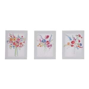 Transpac Canvas Giclee Floral Boutique Set of 3 Everyday Home Decorations - 1 of 1