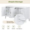 ORRD Retro Sideboard with Circular Groove Design & Round Metal Door Handles, White - 4 of 4