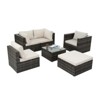 GlasFlength 6PCS Patio Seating Rattan Furniture Set Sectional Sofa Cushioned Garden, Tempered Glass Table, White, 28.94"*28.55"*24.8" - 4 of 4
