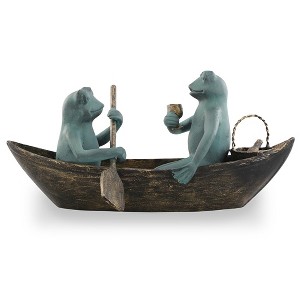SPI Home Rowboat Picnic Garden Sculpture – 10" H Cast Aluminum Outdoor Accent with Playful Animal Design - 1 of 3