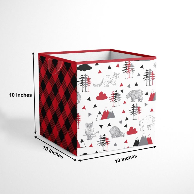 Bacati - Lumberjack Red/Black/Gray Boys Cotton Storage Box Small, 5 of 7