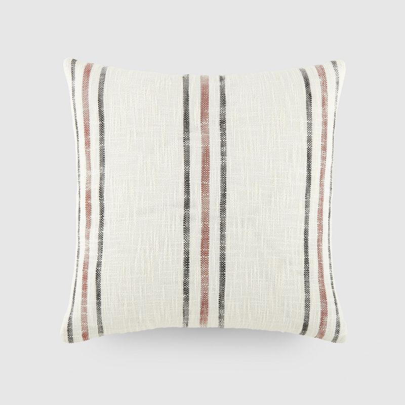 Yarn Dyed Cotton Decor Throw Pillow Cover and Pillow Insert Set in Framed Stripe Pattern - Becky Cameron, 1 of 15