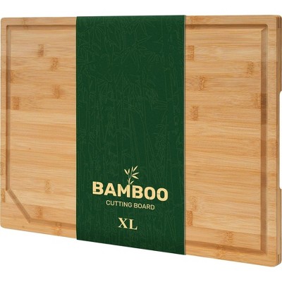 LunaLulinlk Bamboo Cutting Boards for Kitchen, with Deep Juice Groove and Inner Handle, XL, 17.1" x 11.4"