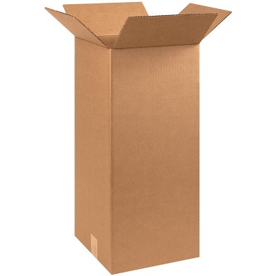 The Packaging Wholesalers Tall Corrugated Boxes 10" x 10" x 24" Kraft 25/Bundle BS101024