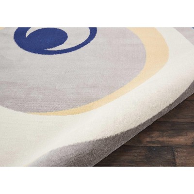 Elysian Grey and White Hand-Knotted 8' x 10' Synthetic Area Rug