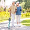 Gymax Folding Walking Cane W/ Seat 2-in-1 Multifunctional Walking Stick & Chair Cane W/ LED Light Ergonomic Seat for the Elderly Black/Brown/Blue - 2 of 4
