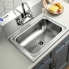 Tangkula Stainless Steel Sink NSF Wall Mount Hand Washing Sink with Faucet & Back Splash - 2 of 4