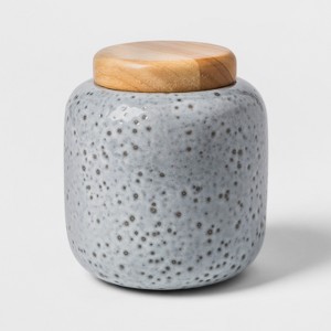 Decorative Earthenware Canister - Grey/Black - Threshold , Gray