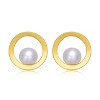 Guili Sterling Silver 14K Gold Plated Earrings with Genuine Freshwater Round Pearl, Featuring Classic Stud Design for Timeless Elegance - 2 of 3
