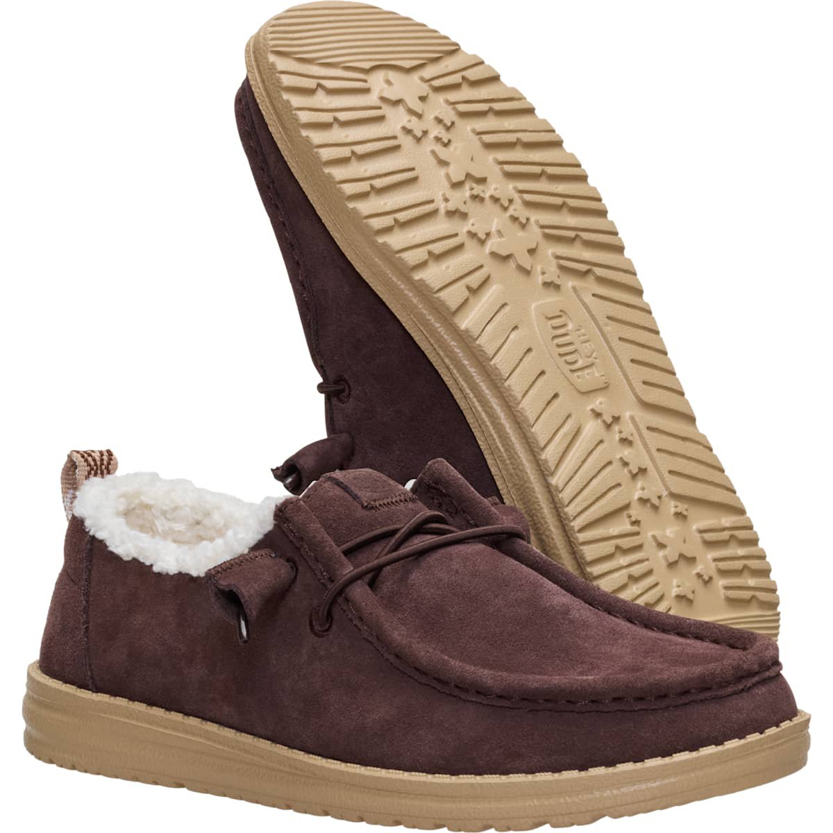 Обувь HEYDUDE Women Wendy Suede Shearling , Dark Brown, 6 — фото 4