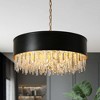 LNC Phesonlaxy Luxury and Glam Crystal Drum Chandelier,Black and Gold,24in/31.5in - 2 of 4