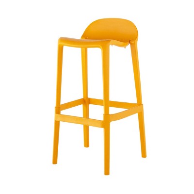 Joyous 35" Orange Resin Saddle Style Bar Stool Set