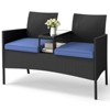 Costway Patio Loveseat with Built-in Table Soft Cushions & Tempered Glass Tabletop Red/Blue/Gray/Off-White - 2 of 4