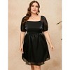 Clearlove Mini Dress for Plus Size Women Square Neck Puff Sleeve Babydoll Mesh Tulle Dress - 2 of 4