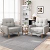 TiramisuBest Light Gray Mid-Century Accent Chair, Comfy Upholstered Armchair with Wooden Legs for Living Room & Small Spaces - 2 of 4