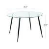 XIYUYE Round Dining Table Modern Tempered Glass Dining Table with Metal Spray Table Legs - 4 of 4