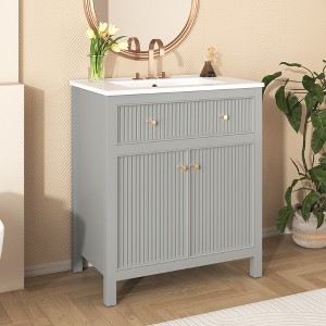 TIRAMISUBEST 30'' Bathroom Vanity with Ceramic Sink, Free Standing Single Vanity Set with Soft Closing Doors - 1 of 4