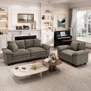 Captiva Designs Cloud Modular 3PC Loveseat Sofa Set, Comfy Deep Seat Sectional Couch for Living Room, Corduroy & Chenille Fabric Upholstery - 1 of 4
