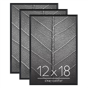 Americanflat 12x18 Poster Frame with Polished Front Cover, Set of 3, Slide-In Photo Frame with Buildable Molding, Fusion Collection, Black - 1 of 4