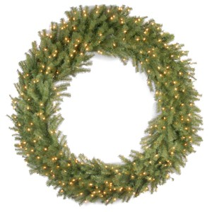 National Tree Company Pre-Lit Artificial Christmas Wreath, Green, Norwood Fir, White Lights, Christmas Collection, 60 Inches - 1 of 4