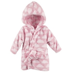 Hudson Baby Infant Girl Plush Animal Face Bathrobe, Pink Clouds, 0-9 Months - 1 of 1