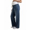 Women's Under the Belly Tie Waist Denim Wide Leg Pant | Motherhood Maternity - 3 of 4