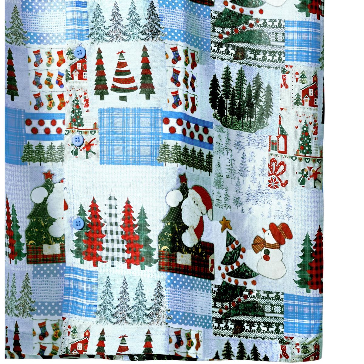 HAPPY BAY Men's Holiday Beach Short Sleeve Vacation Hawaii Santa Claus Party Holiday Shirt Hawaiian Christmas Tree Shirts for Men XXL Blue - thumbnail 6