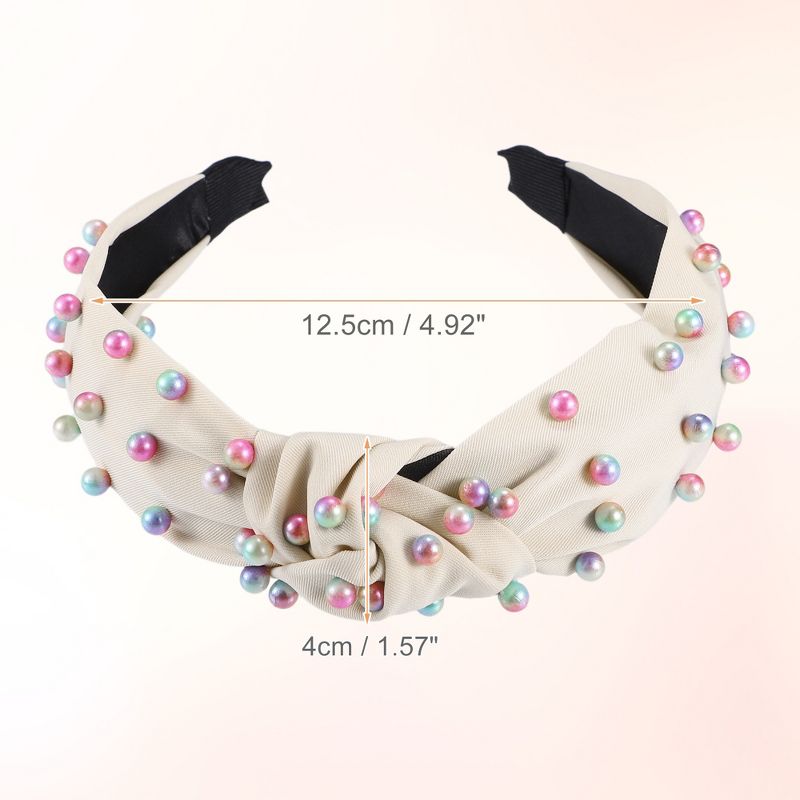 Unique Bargains Women's Colorful Bead Knotted Headband 1.57" Wide 2 Pcs, 5 of 7