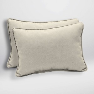 2pk Canvas Texture Oversized Outdoor Lumbar Pillows Sand - Arden Selections, Brown