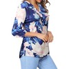 Nlife Women's Casual V Neck Floral Print 3/4 Length Sleeve Blouses Tropical Hawaiian Shirt Tops - 3 of 4