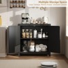Rattan Sideboard Buffet Cabinet with Storage, Farmhouse Kitchen Accent Cabinet with Drawer, Boho Wooden Coffee Bar Storage - 2 of 4