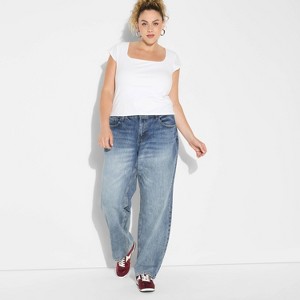 Women's Mid-Rise Straight Curvy Jeans - Wild Fable™ - 1 of 3