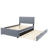 Whisen Morden Design Velvet Upholstered Platform Bed with Twin Size Trundle - 3 of 4