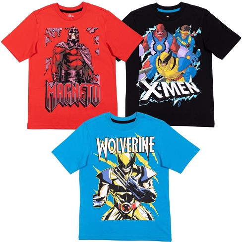 X-men Wolverine Magneto Big Boys 3 Pack Graphic T-shirts Red/black/blue 10-12 : Target