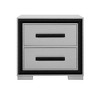 Vynxaria Modern 2-Drawer Nightstand - Sleek Silver Finish, Solid/Engineered Wood, Spacious Drawers, Sleek Black Drawer Pulls, Bedroom Furniture - 3 of 4