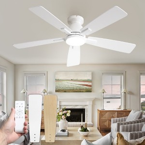 Arceso 46-Inch Ceiling Fan with Light and Remote Control, 6-Speed, Flush Mount for Indoor Use-White - 1 of 1