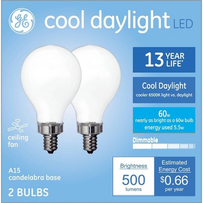 General Electric 2pk Cool Daylight 60W A15 Clear LED Light Bulbs