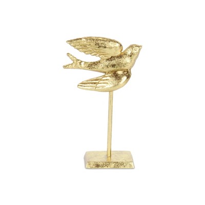 HomeRoots 9" Gold Cast Iron Bird Tabletop Sculpture